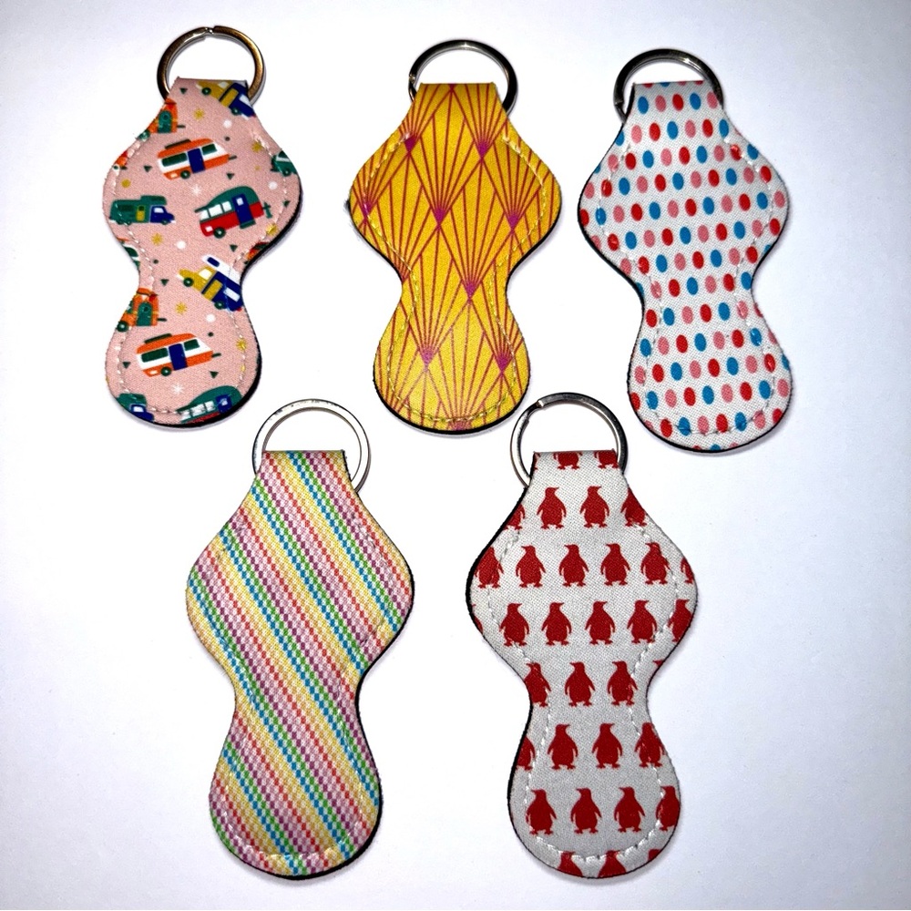 NWOT-Colorful Lip Balm Holder Keychains (5) - Picture 2 of 7